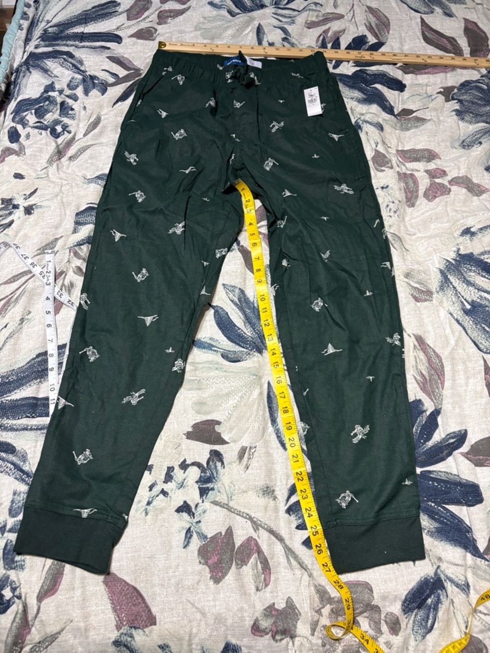 Old Navy Dark Green Jogger Pants with White Horse Print